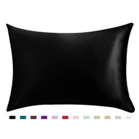Pillowcase Satin Solid Color Simulation Silk Single Pillowcase Ice Silk Pillowcase (Option: black-20X36inches-1PC)