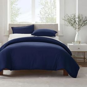 Serta Simply Clean Solid Duvet Cover Twin (Option: Navy Blue)