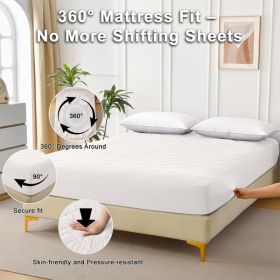 Diamond Grid Ultrasonic Waterproof Mattress Protector (Option: White-K)