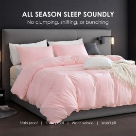 Solid Color Oversized Duvet Cover Set. Available In White And Pink.  Premium Microfiber Fabric With Hotel-grade Minimalist Design. Versatile For (Option: Pink-Q)