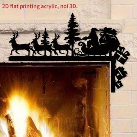 Christmas Metal Wall Art - 3D Santa Silhouette Wall Decor (Option: Wrought iron decoration)