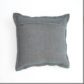 Linen Printed Cushion With Fringes  Brown (Option: Granite)